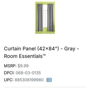Curtain Panel (42x84") - Gray - Room Essentials